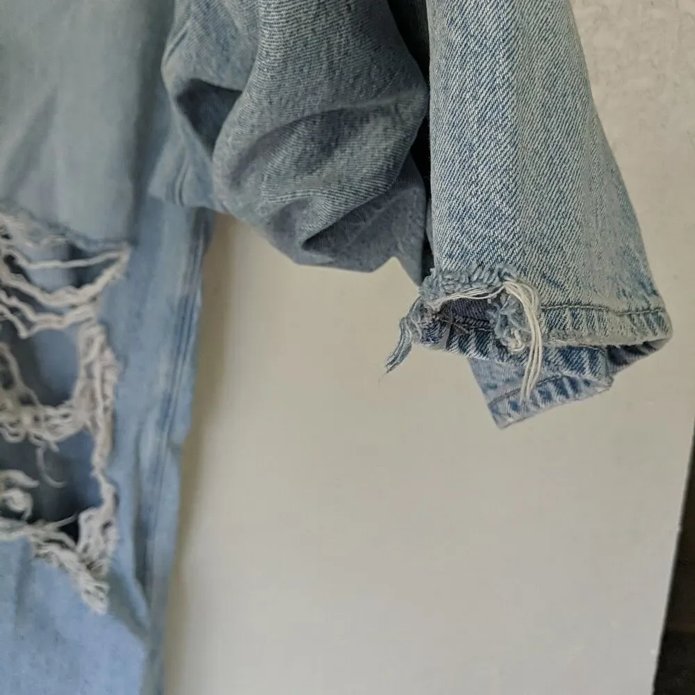 American Eagle Highest Rise 90s Boyfriend Jeans 12 Long Distressed Punk Grunge - Picture 5 of 11